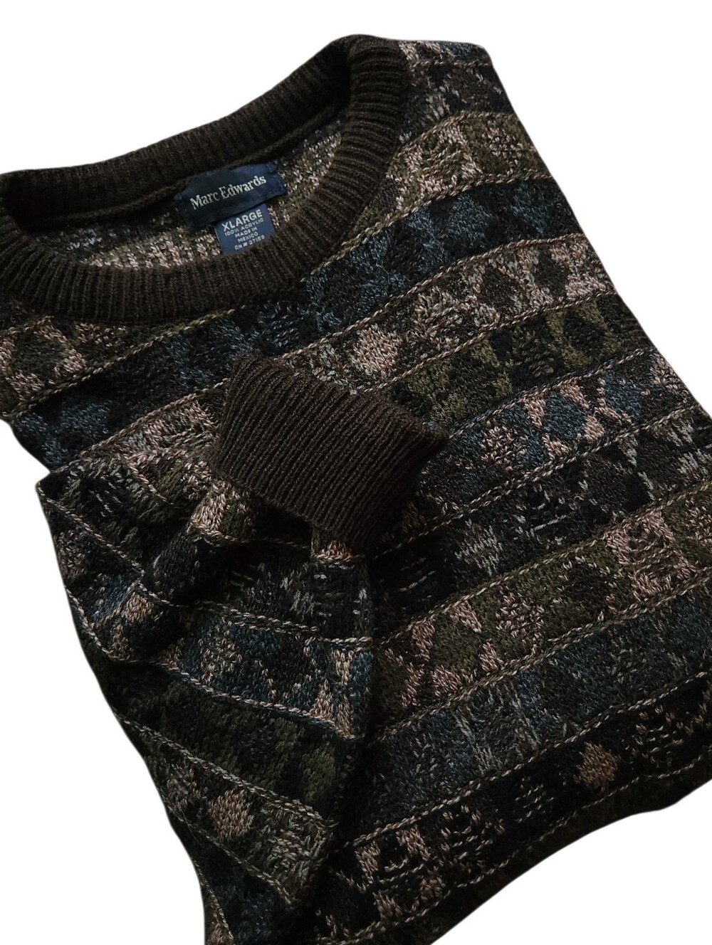 Vintage Grandpa 90’s Academia Cosby Men’s Crewneck Knit Sweater Sz XL